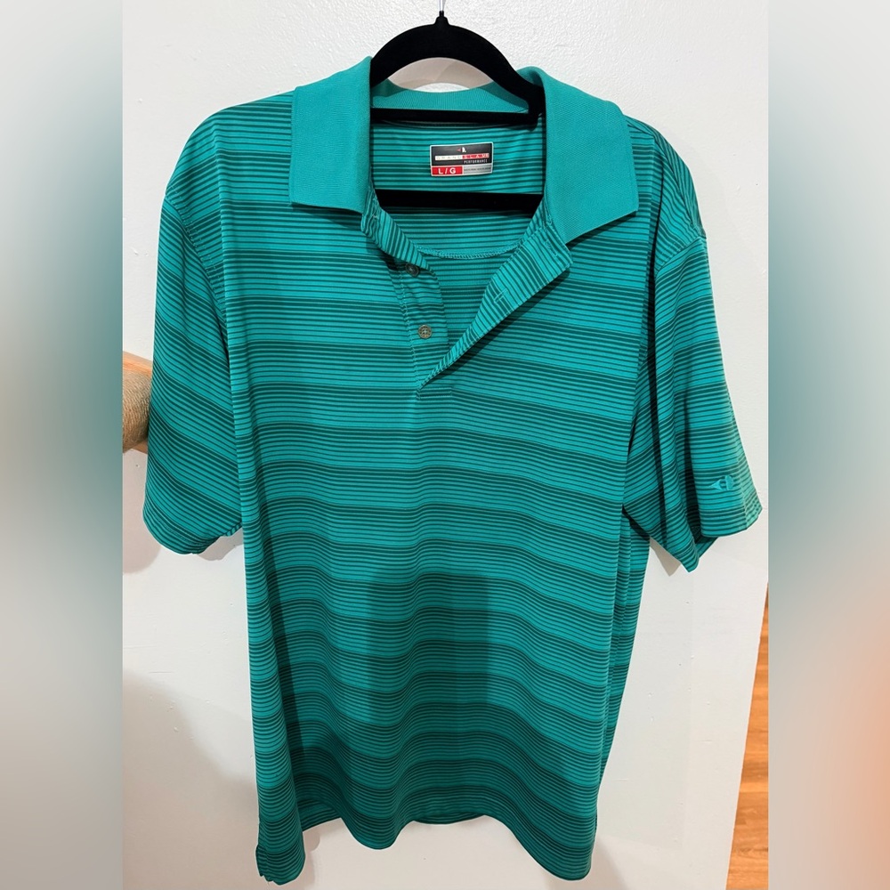 Grand Slam Teal Striped Polo Shirt